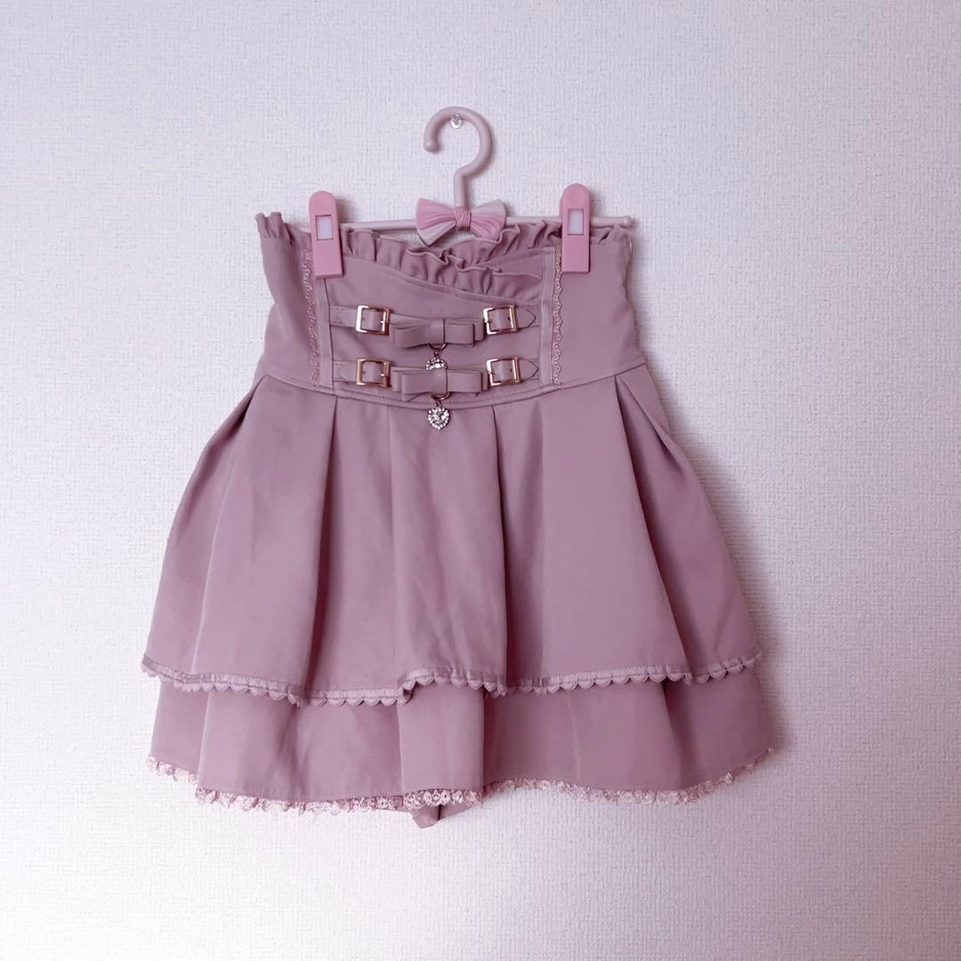 LIZLISA 地雷系 量産型 2連リボンベルトスカパン スカート ピンク