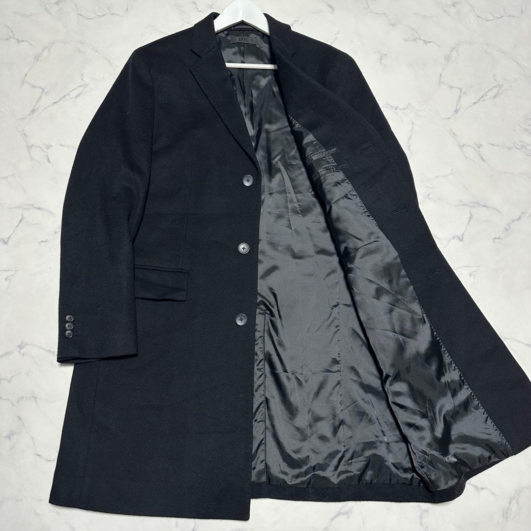 美品 ユニクロ カシミヤ混チェスターコート ブラック 黒 サイズXL