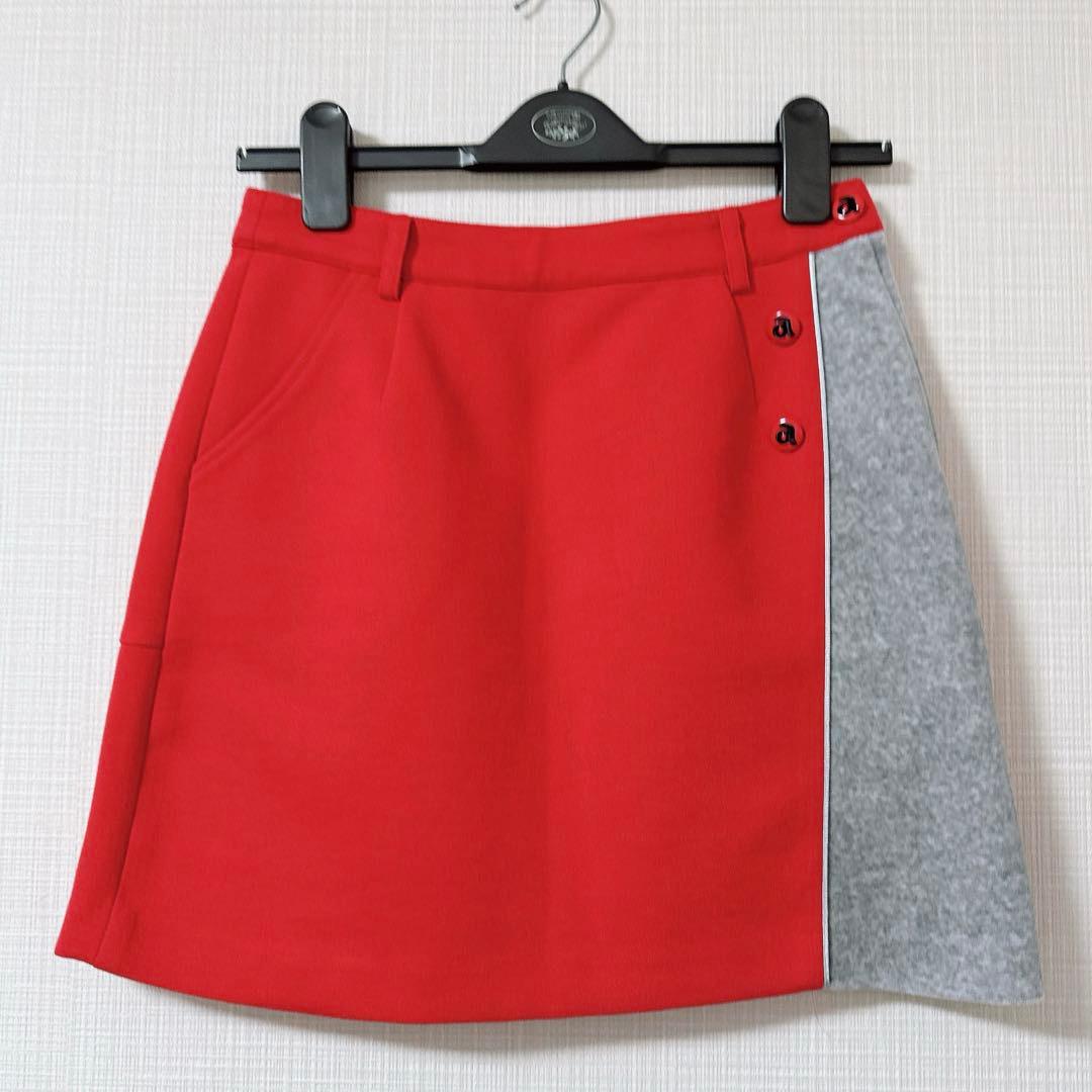 アルチビオ 裏地付 スカート 切替 レッド系 Sサイズ相当 Y9731174000