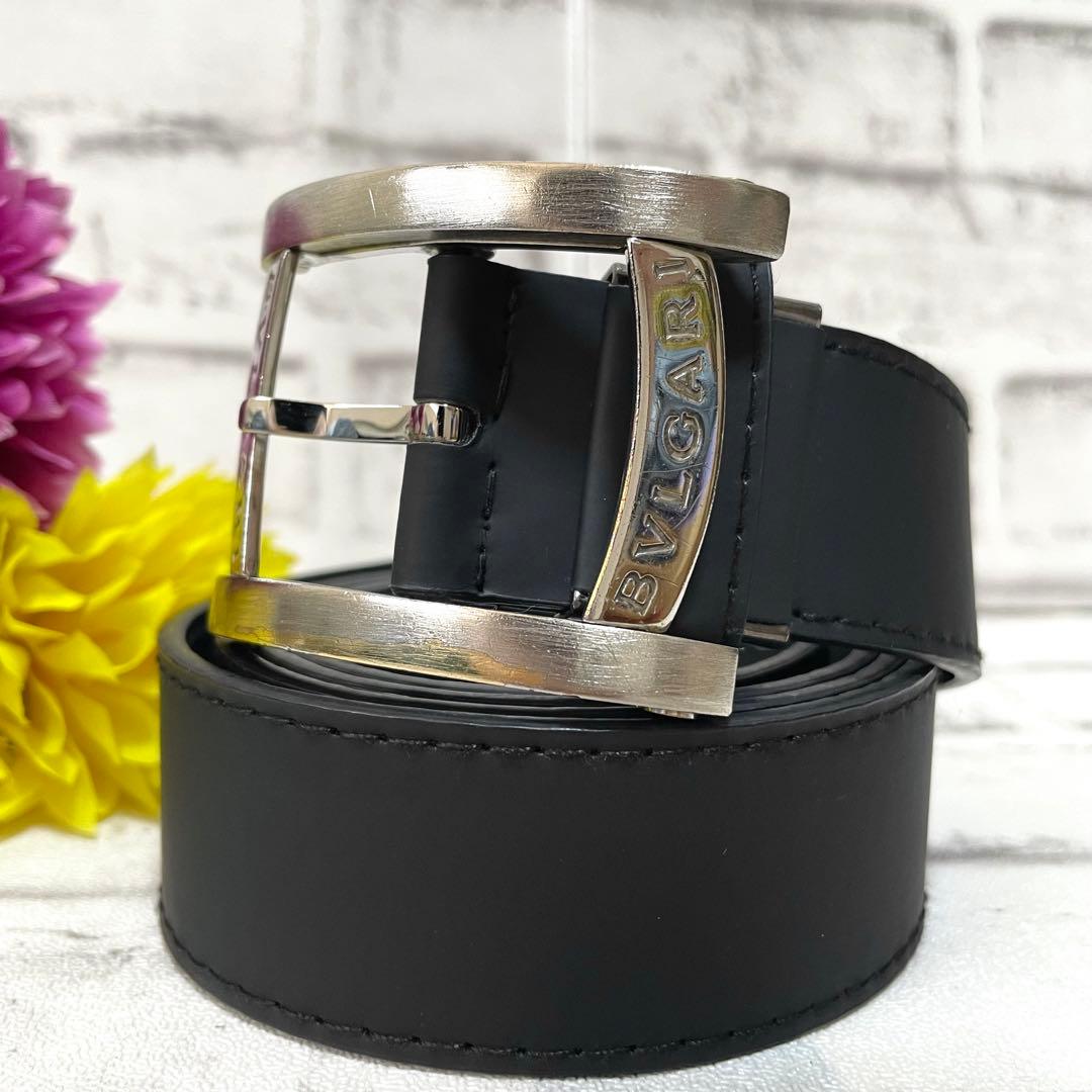 極美品✨ブルガリ　ベルト　アショーマ　シルバーバックル　メンズ　黒 BVLGARI（ブルガリ） ベルト BVLGARI 284480 BLACK PALLADIUM ASSIOMA