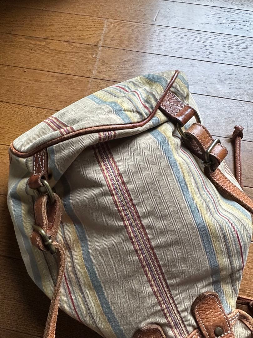 専用ラルフ ローレン リュック レザー キャンバス 総柄 ストライプ柄