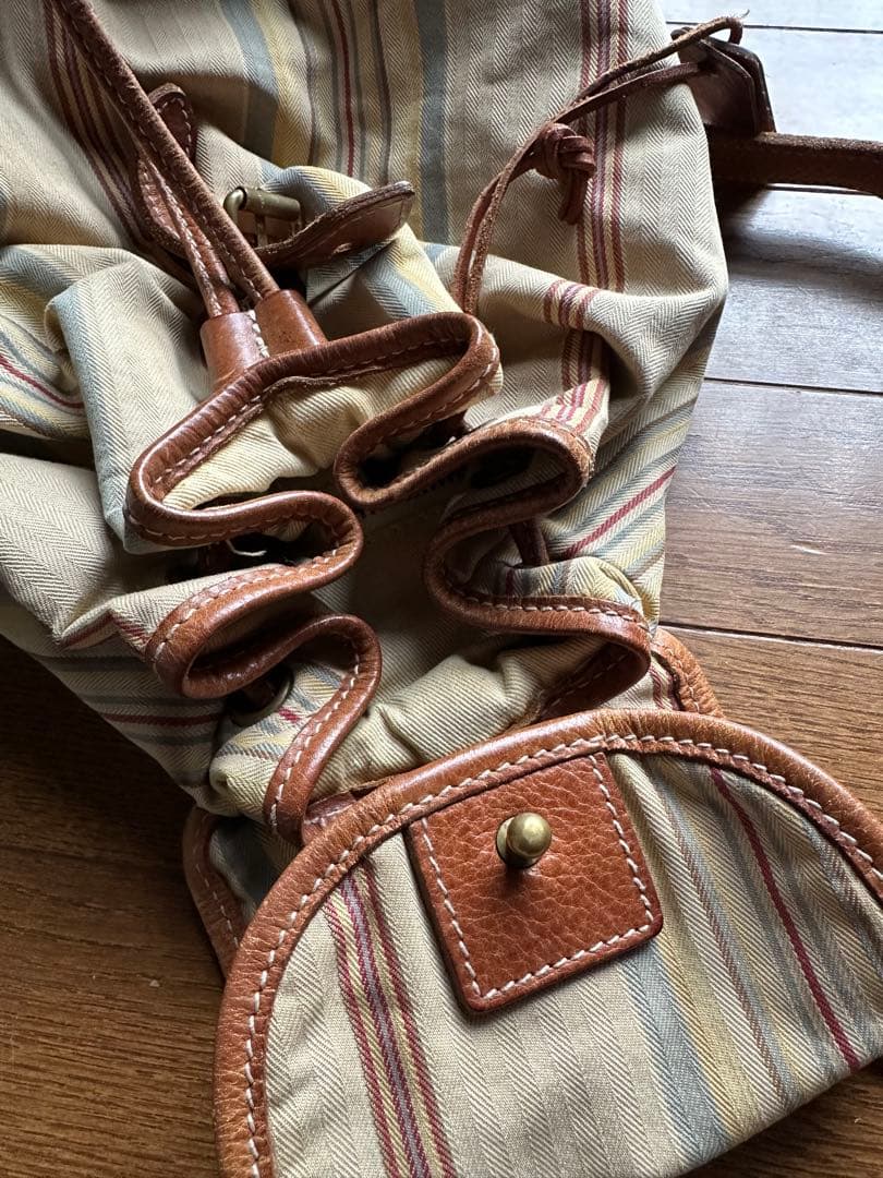 専用ラルフ ローレン リュック レザー キャンバス 総柄 ストライプ柄