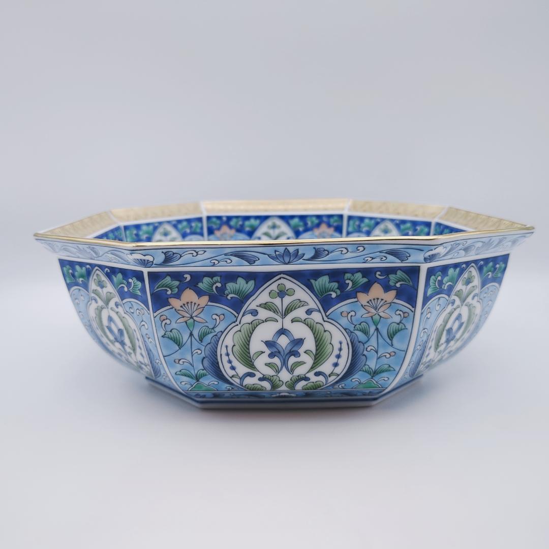 三洋陶器 龍峰窯 林斎 金彩七宝 八角菓子鉢 古伊万里様式 和食器