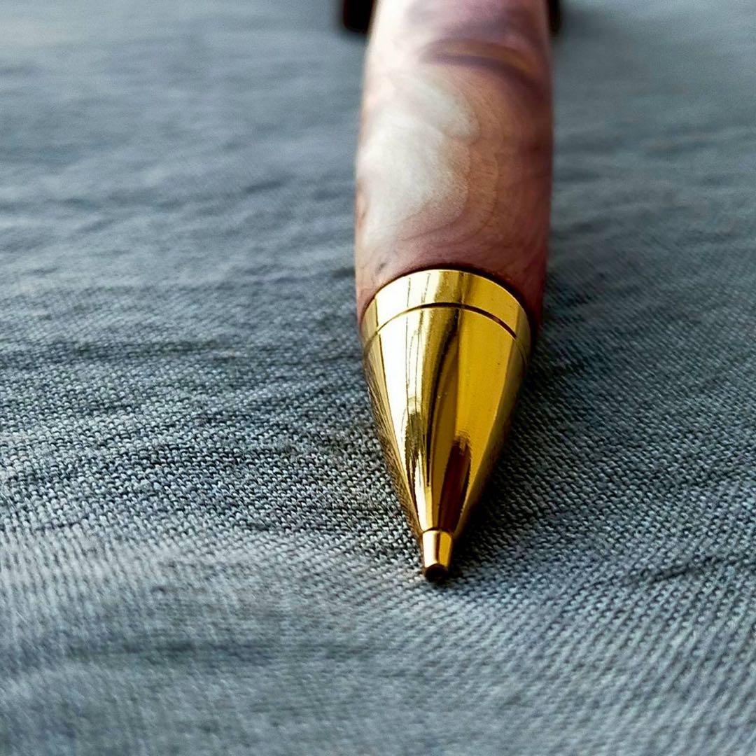 フロリニーバール　ハンドメイド　木軸シャープペン　0.5mm　天然木　ゴールド