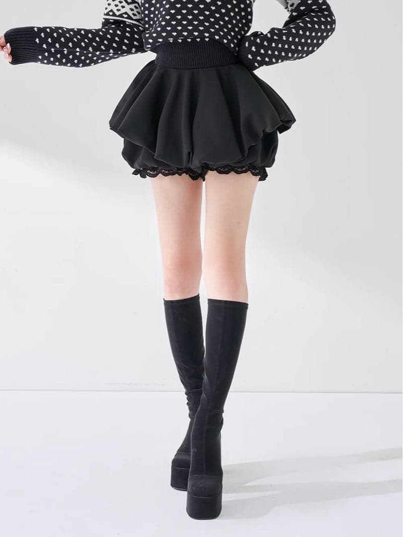 ♥️ダーリッチ Darich ボリュームバルーンミニスカート ブラック♥️ ダーリッチ Darich ボリュームバルーンミニスカート （ブラック） -靴