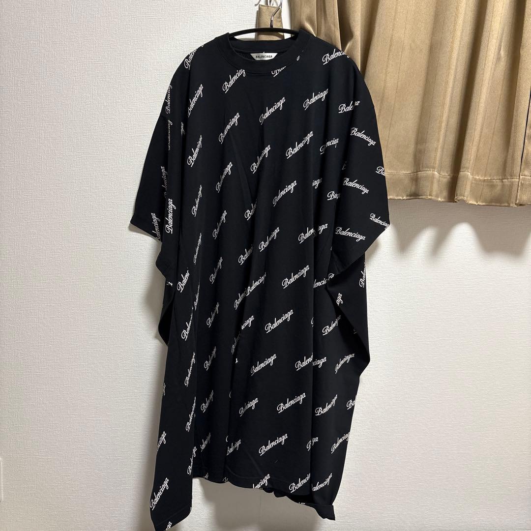 BALENCIAGA ロゴプリント 半袖ワンピース XS ブラック