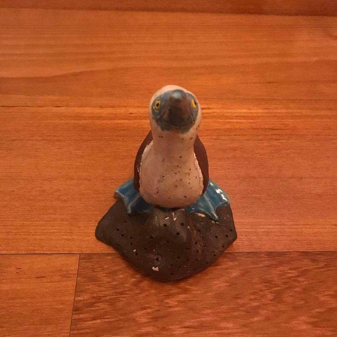 一点もの】ガラパゴス諸島 アオアシカツオドリ 置物 作家 鳥 陶器人形