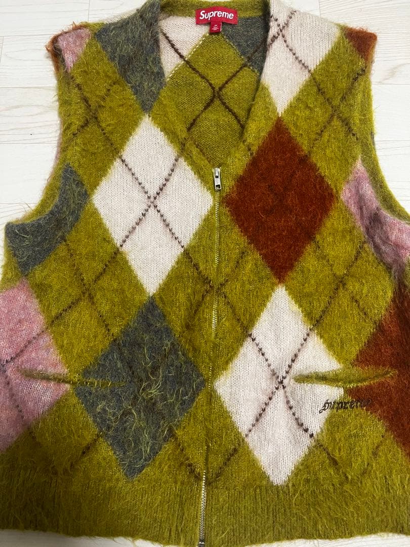 supreme 24ss Brushed Argyle Zip Up Vest - メルカリ