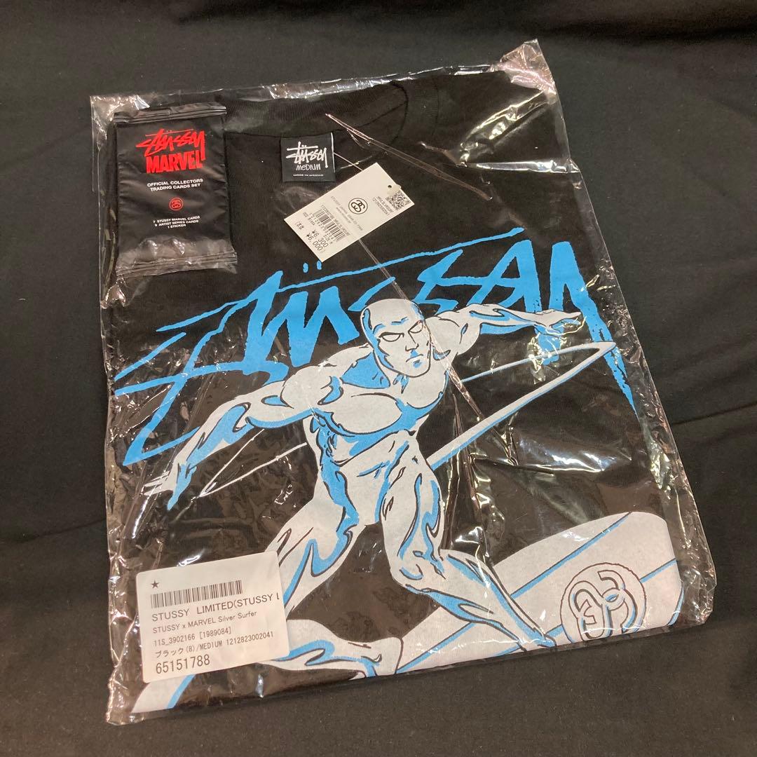 希少【新品未開封カード付】ステューシー×マーベル シルバーサーファーT Mサイズ Stussy Marvel Official Collectors Trading Card Promo Set Sealed