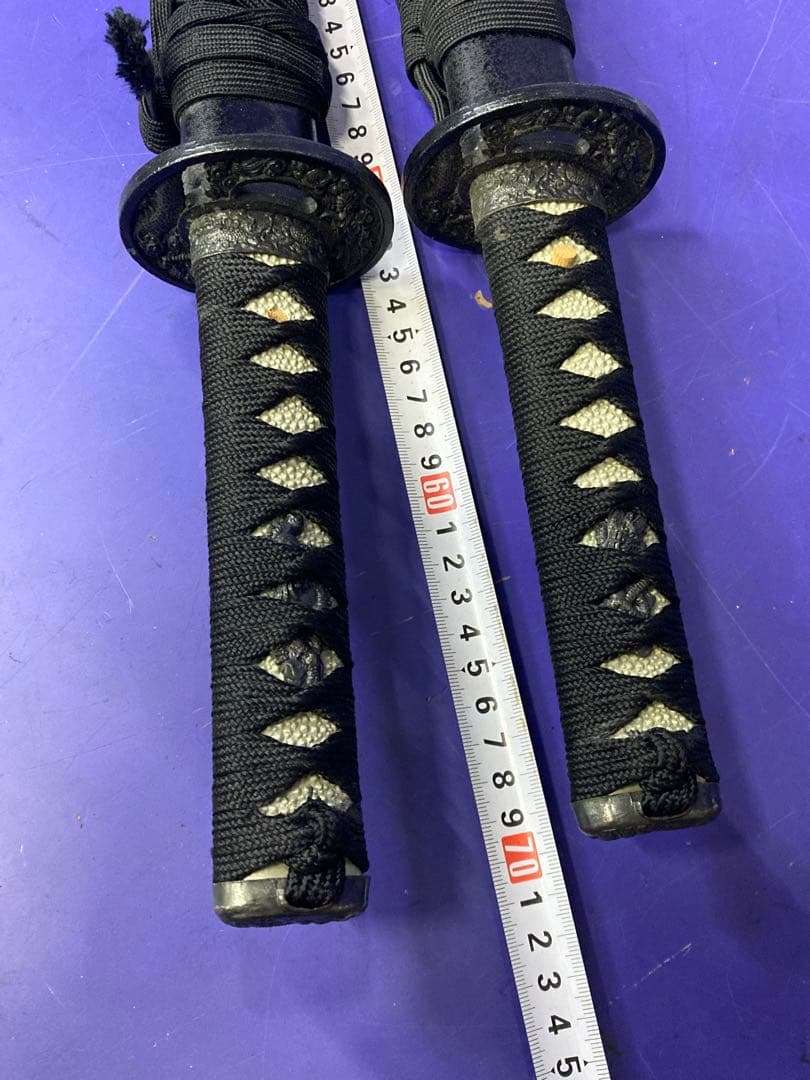 G）模造刀 日本刀 脇差 黒 2本セット