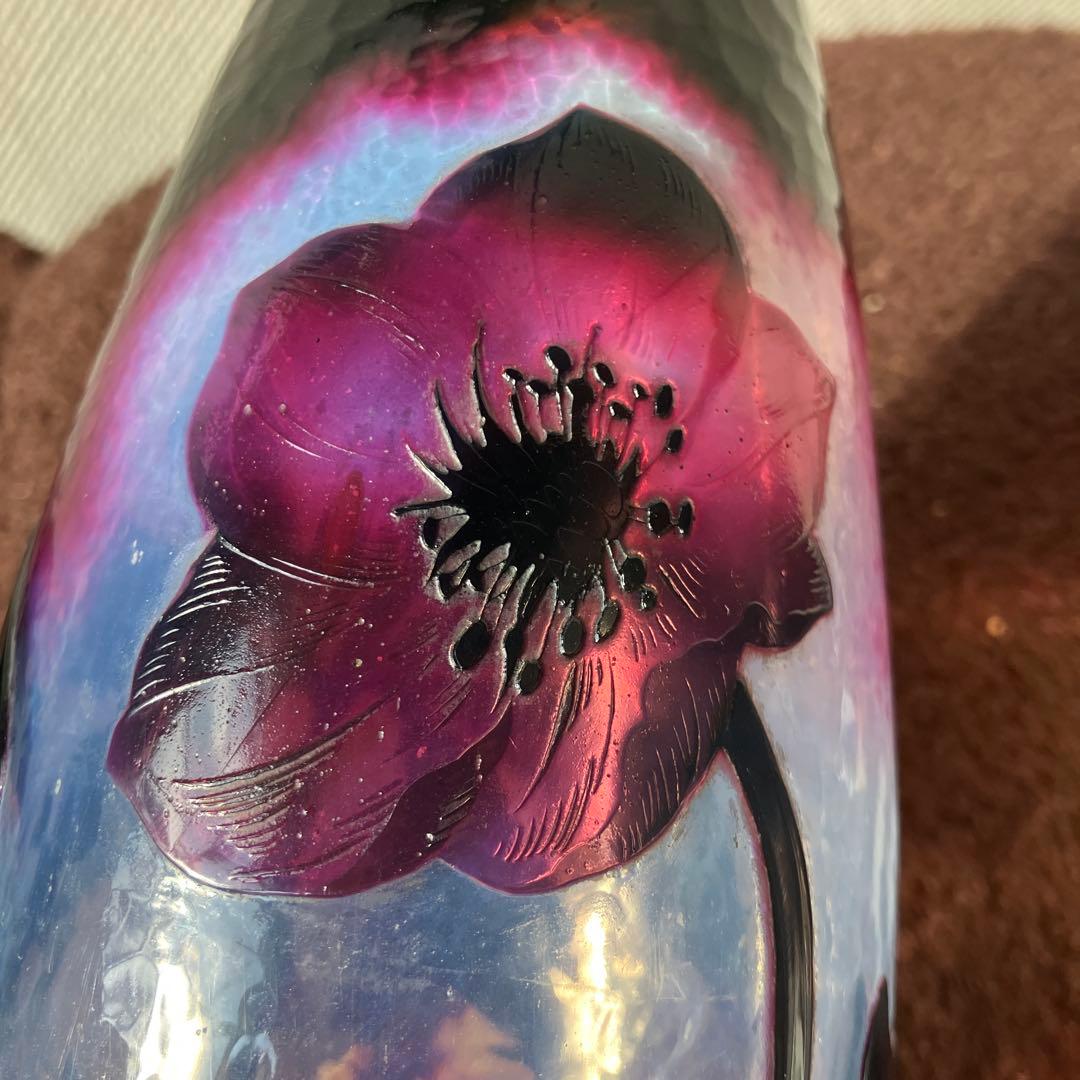 Y*E様 ドーム・ナンシー 花のデザイン ガラス花瓶 黒紫