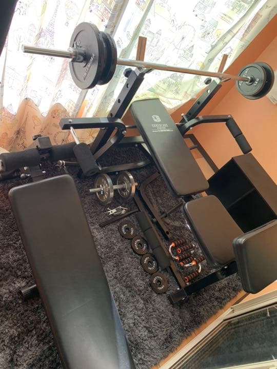 筋トレ器具 楽天市場】トレーニングジムセット 赤ラバー 70kg筋トレ トレーニング