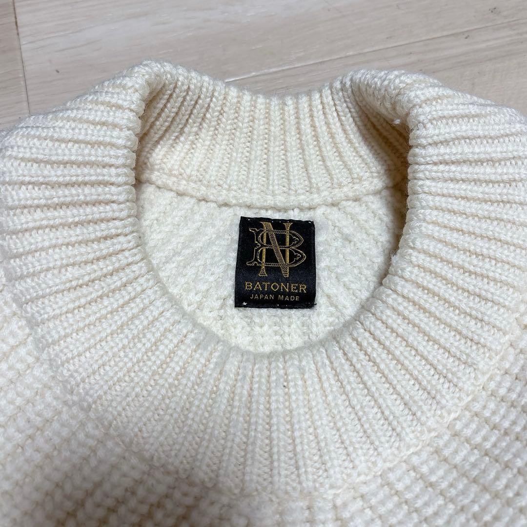 BATONER 5ゲージウール片畦クルーネックニット Lサイズ - メルカリ