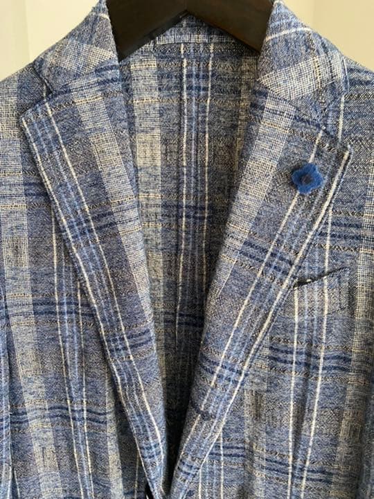 値下）LARDINI コットン×リネンジャケット 44 46ネイビー×グレー
