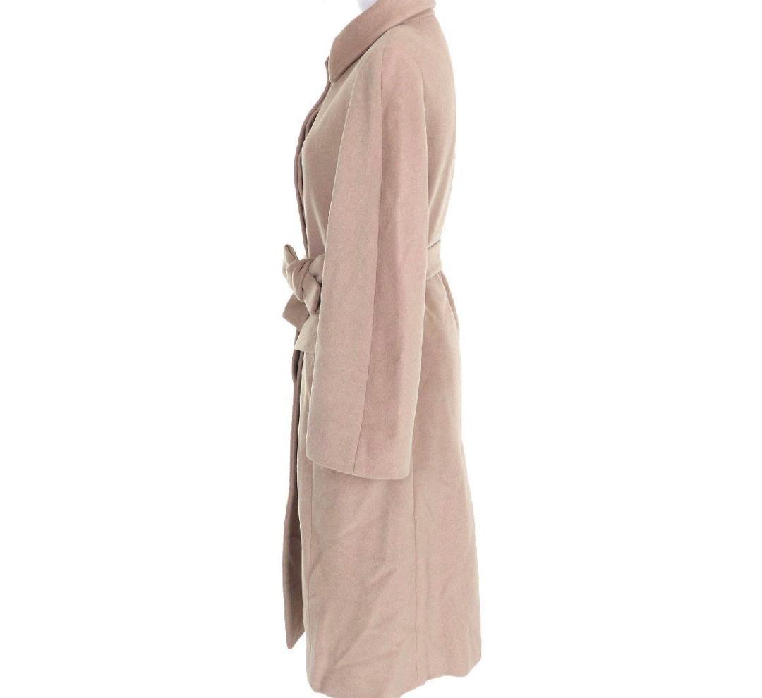 白タグ】Max Mara アンゴラ混 ベルト付 ステンカラーコート 36 伊製