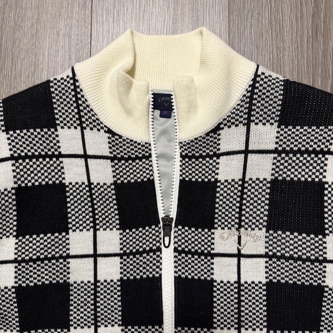 美品】キャロウェイ callaway チェック柄ニットブルゾン Mサイズ