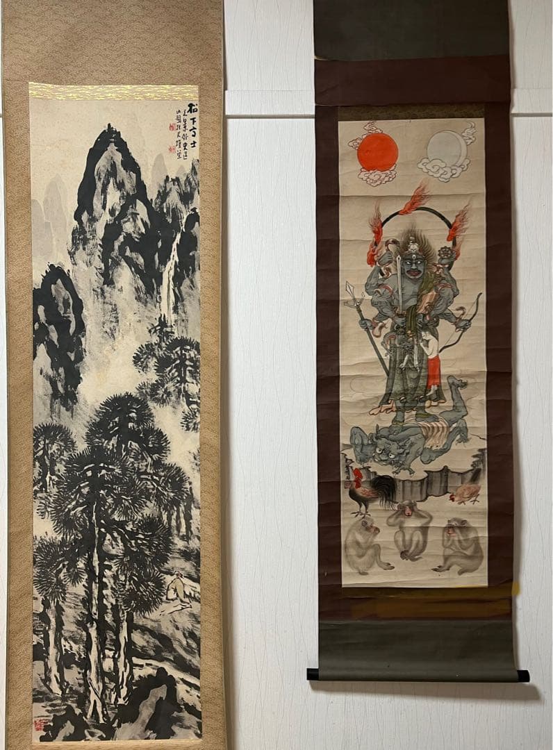 掛軸まとめて61本 日本画 佛画 美人画 花鳥 山水 書 中国画 茶掛など