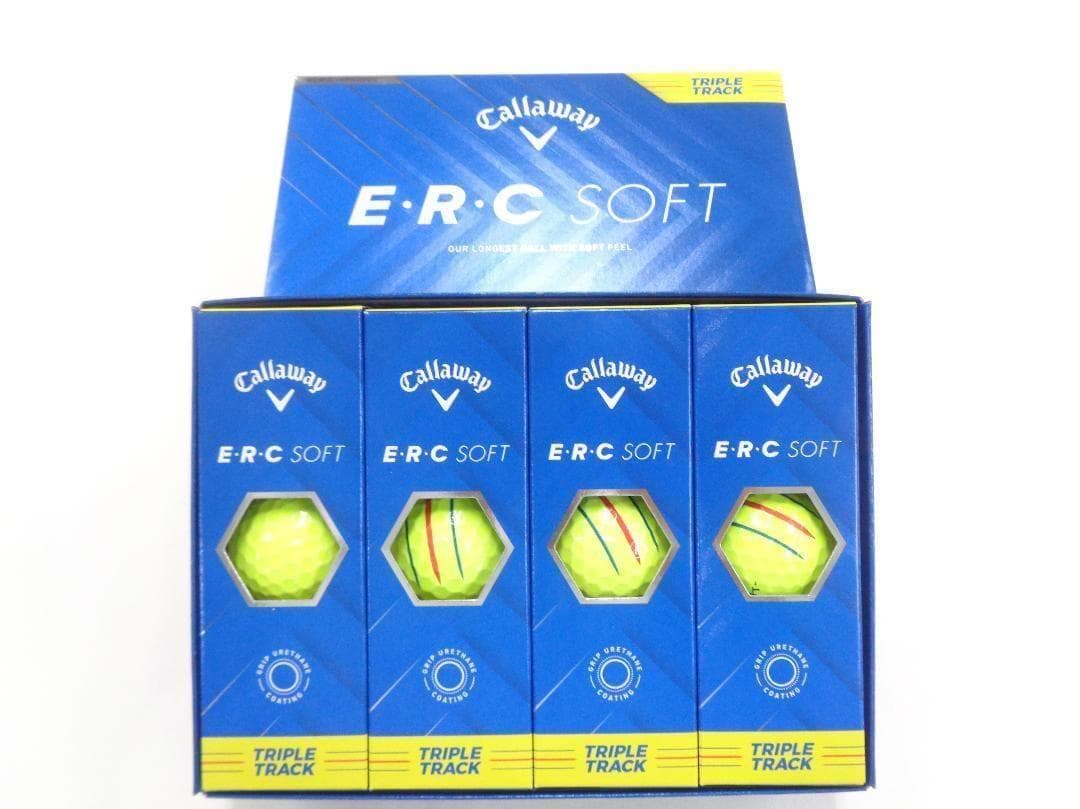 ☆新品未使用☆ERCソフト イエロー トリプルトラック 2ダースセット ゴルフボール ERC SOFT 23 トリプルトラック イエロー 3球入り