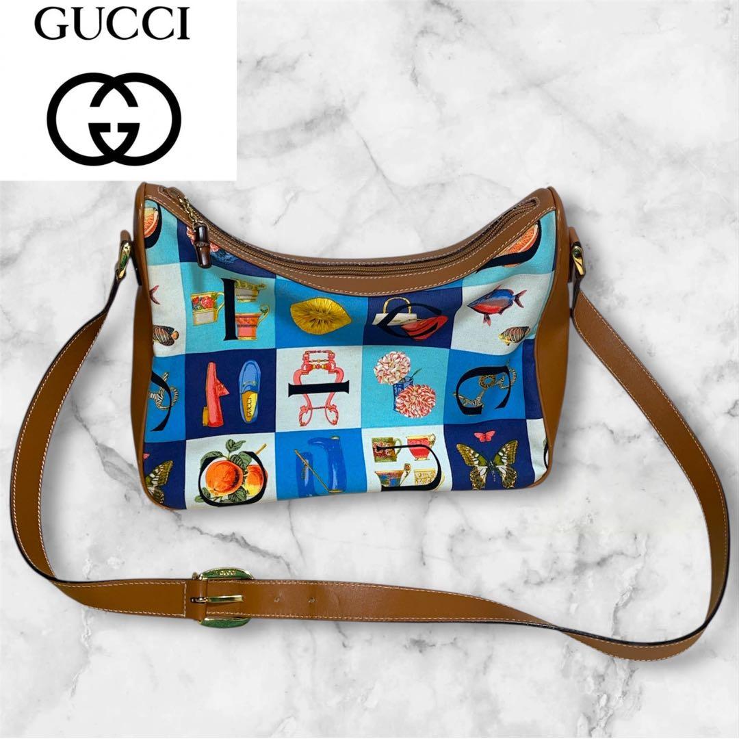 【激レア】GUCCIオールドグッチ シモ ショルダーバッグ バンブー レザー GUCCI（グッチ） バンブー ショルダーバッグ レザー 358217 グレー