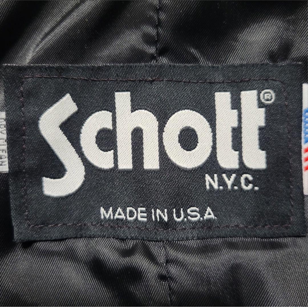 Schott ショットブラック黒チェスターコートロングコートサイズ:42（XL