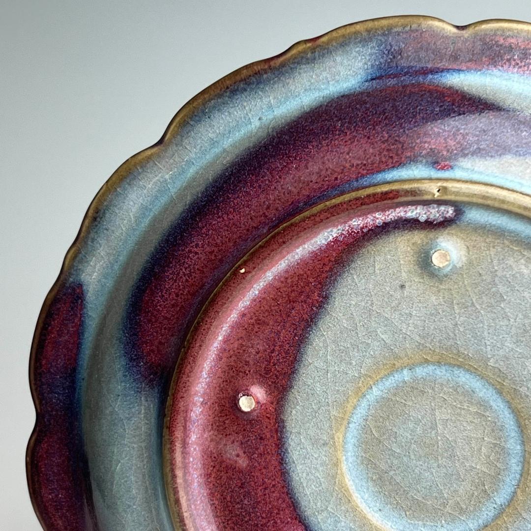 鈞窯天藍釉紫斑陵花盤 宋時代 唐物 中国古玩 中国美術 A904 - メルカリ