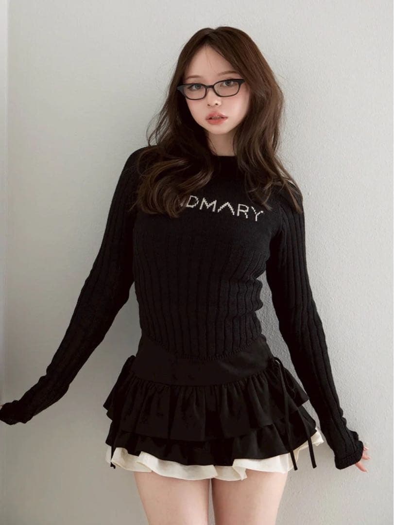 andmary Mel gather skirt black S