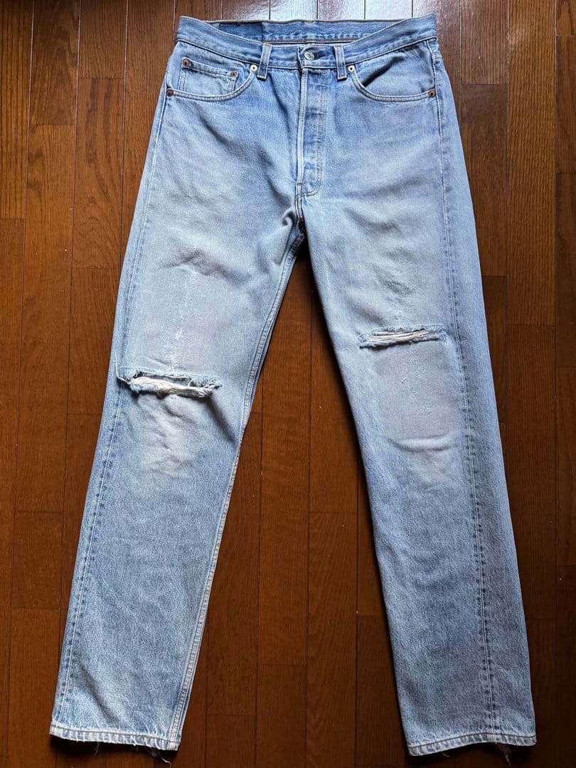 90s】Levi's 501xx USA製 赤文字 グランジ ダメージ W34