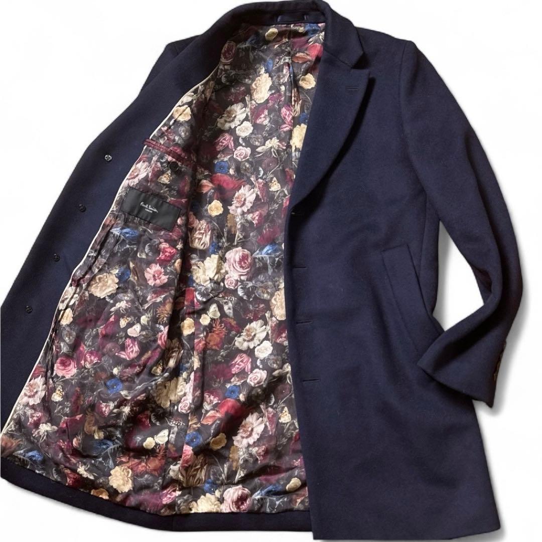 極美品 ポールスミス 現行タグ チェスターコート 黒 ドット柄 ロング