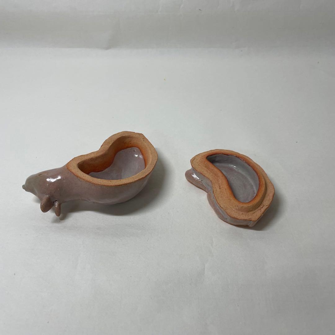 FD40⑦ 萩焼 岡田裕作 萩干支香合 「丑」 共箱
