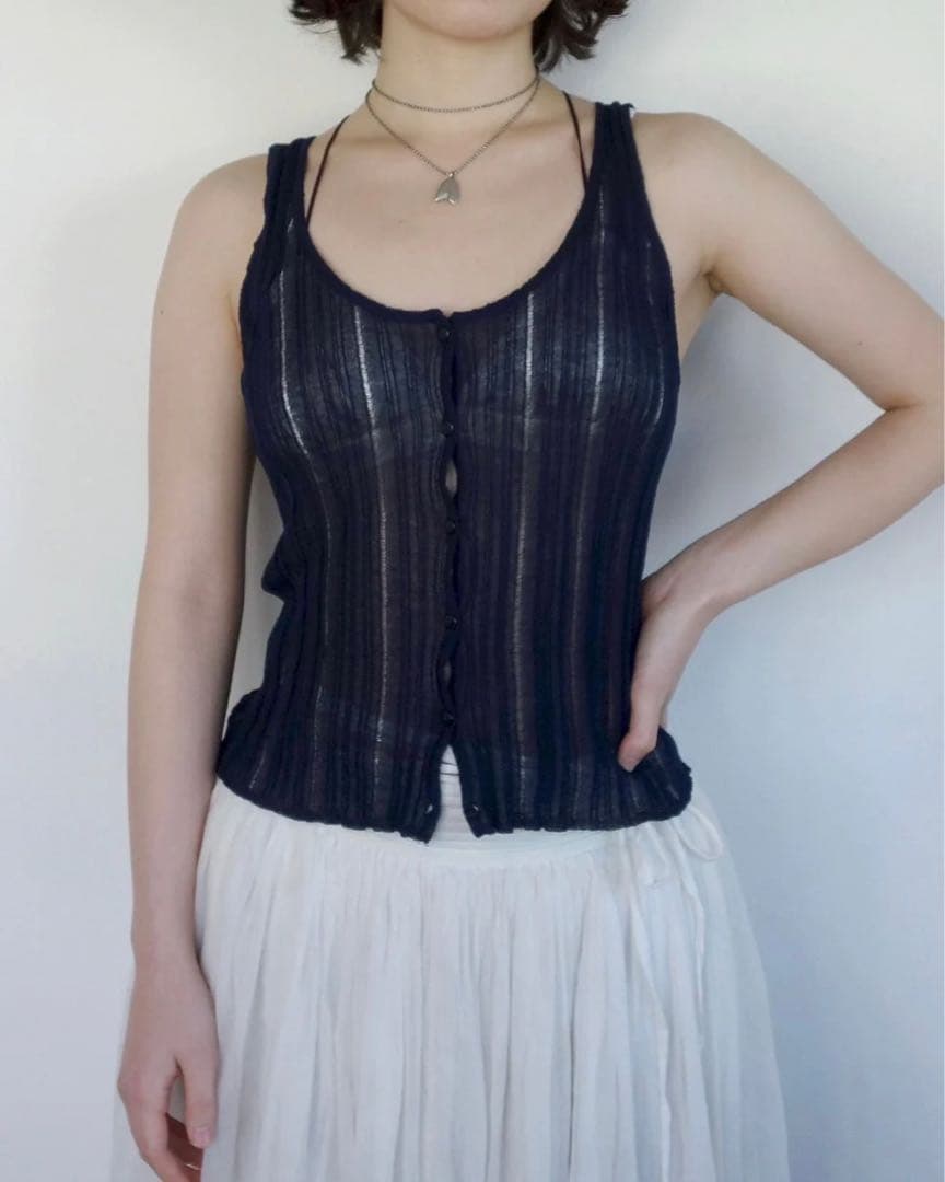 HEAP underwear layer knit tank ネイビー - メルカリ