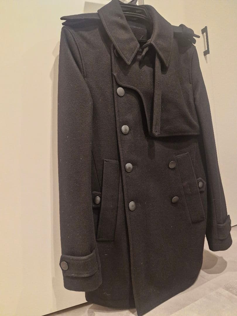 [超美品] YSL イヴ・サンローラン 濃紺 ウール ピーコート 時代の気分を網羅している「サンローラン」の『ピーコート』｜オーバー