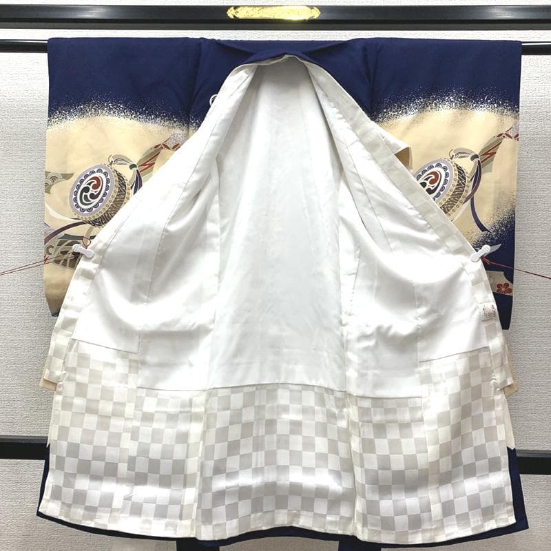 502ay55□お宮参り 男児 祝い着 着物 長襦袢付 龍に兜 玉手箱 鼓□