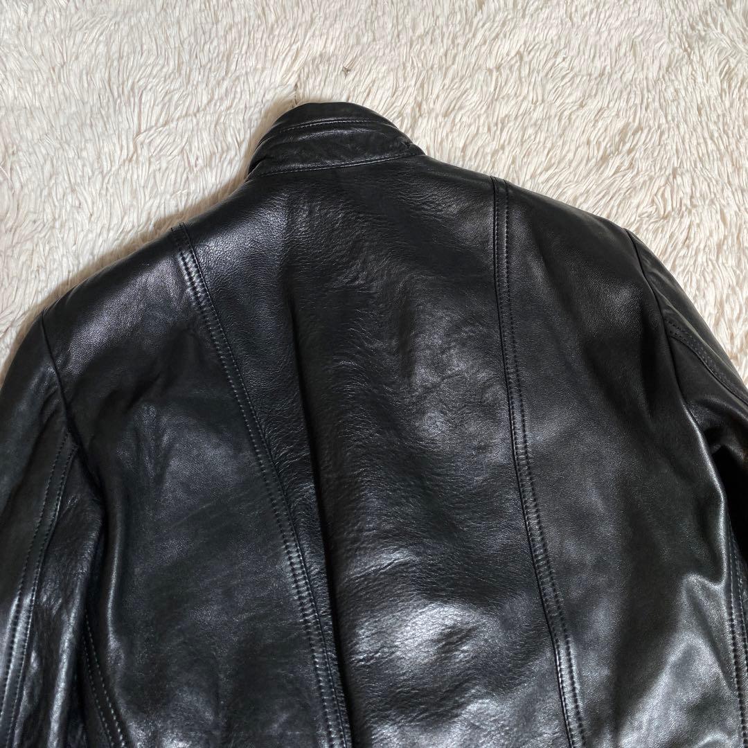 希少♡ダナキャランニューヨーク シングルライダースジャケット ラムレザー
