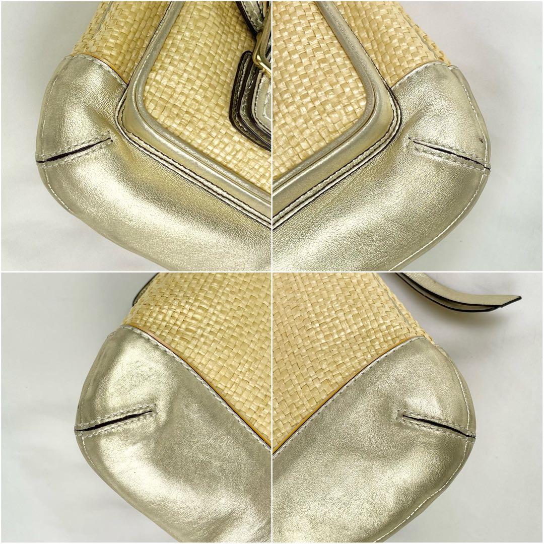 COACH レガシー バックル ショルダーバッグ ストロー ラフィア