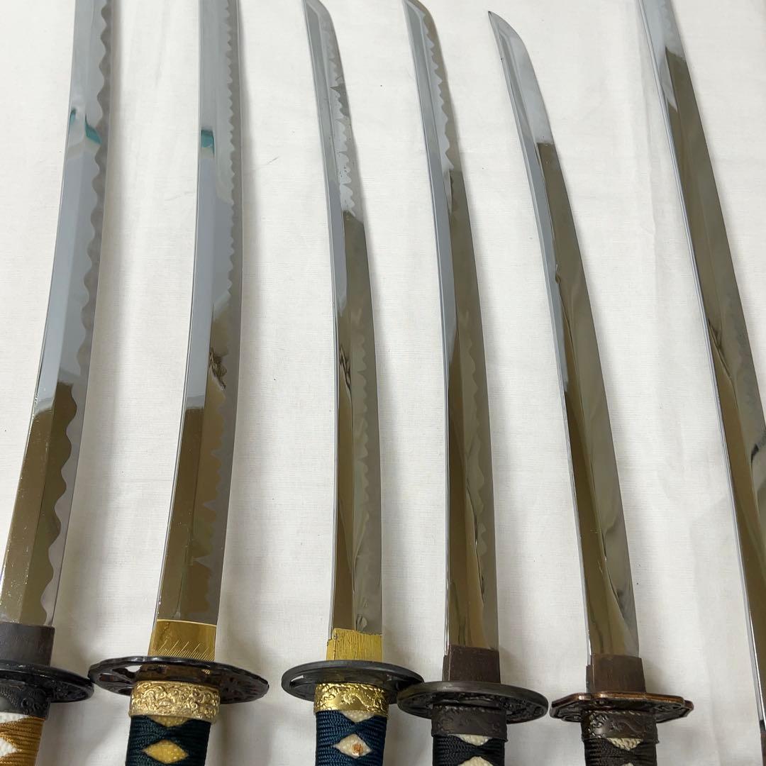 傷あり】B 模造刀 10本 まとめ 透かし鍔 太刀鍔 太刀 脇差 白鞘
