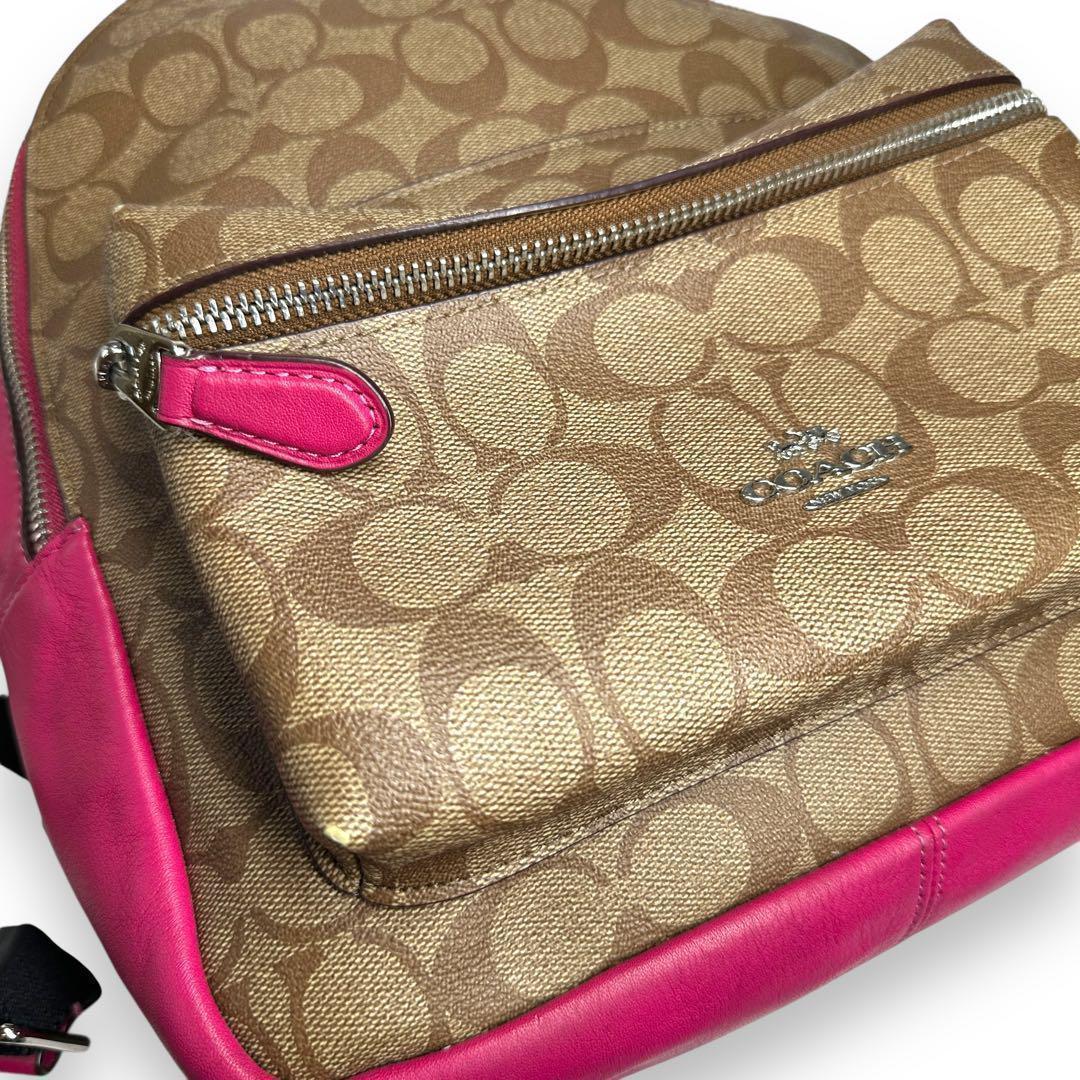 COACH コーチ リュックサック PVC レザー ブラウン シグネチャー
