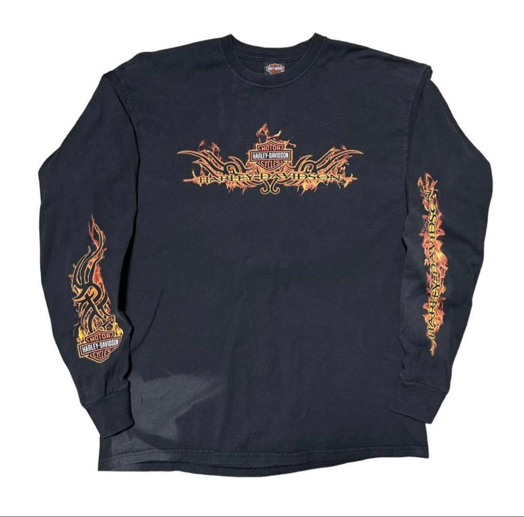 希少 HARLEY DAVIDSON フレイム スカル ロンT - メルカリ
