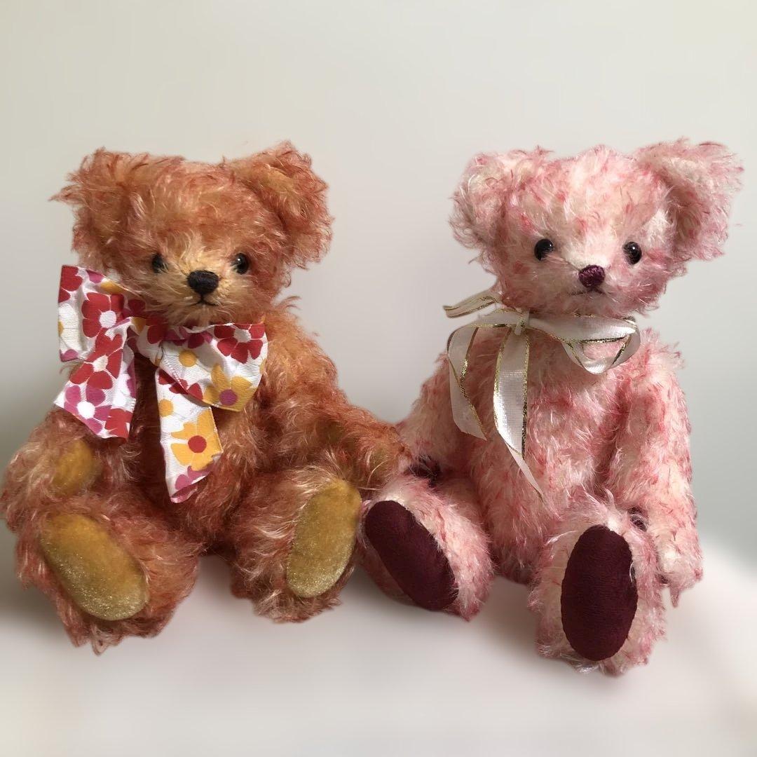 オレンジ色 ピンク色 テディベア クマ ぬいぐるみ 2体セット ぬいぐるみ くま テディベア 30cm パーカー カラー セーター 着せ替え
