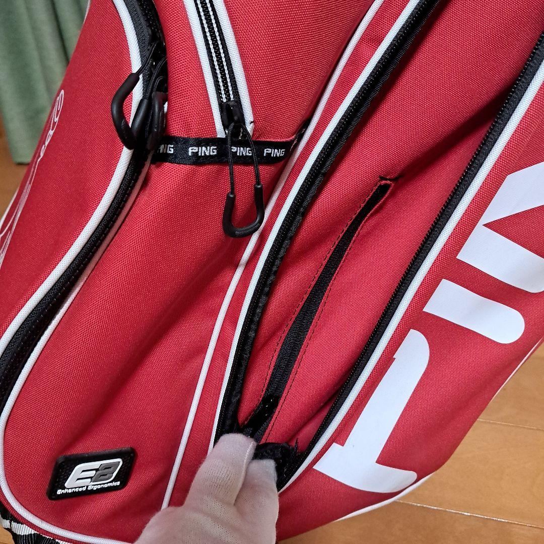 ピンスタンド式キャディバッグ-希少フード内蔵型、美品！レンチは