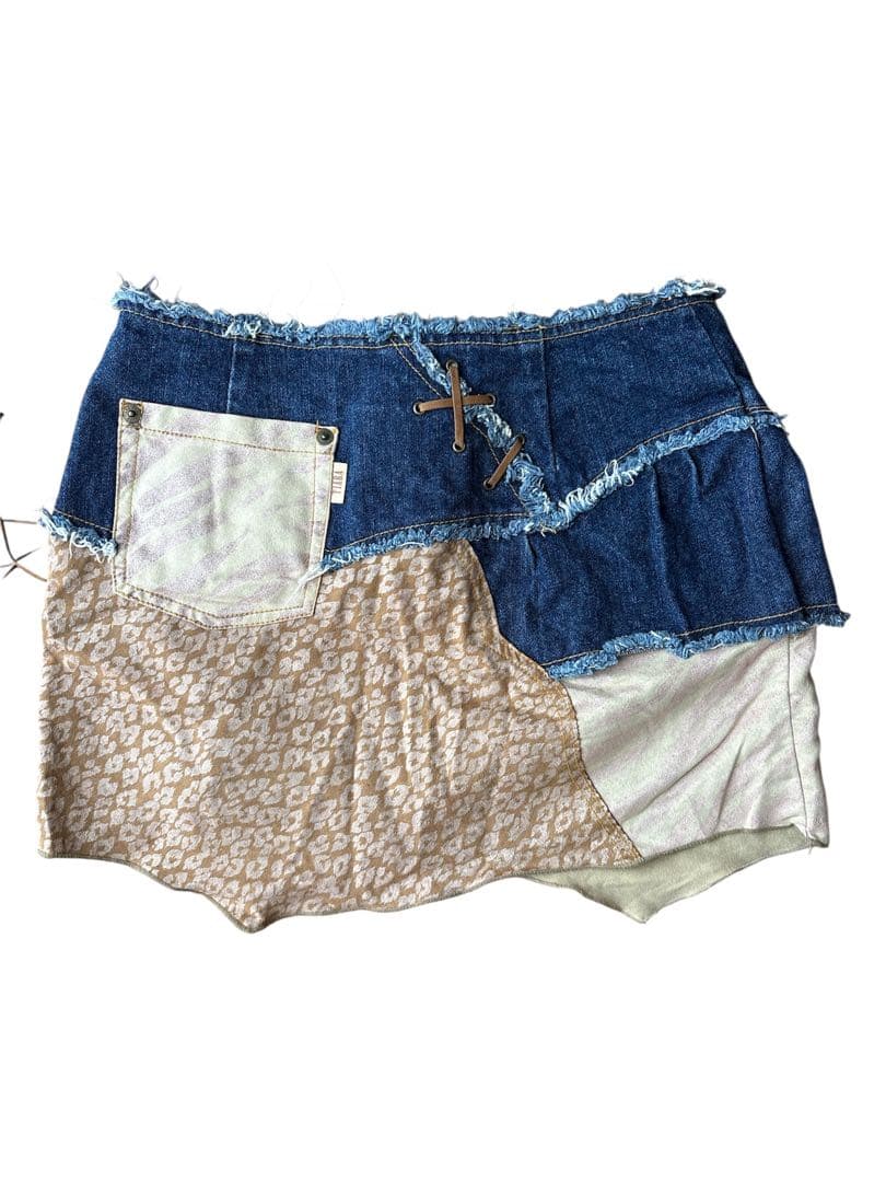 ティアラ ミニスカート デニム ヒョウ ゼブラ y2k 平成ギャル グランジ