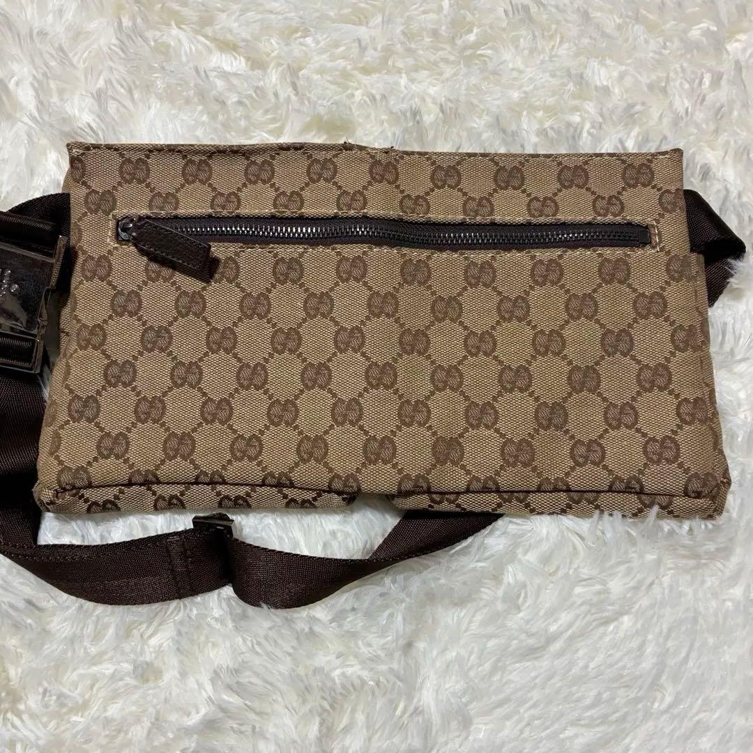 GUCCI グッチ GGキャンバス ボディバッグ ブラウン レザー