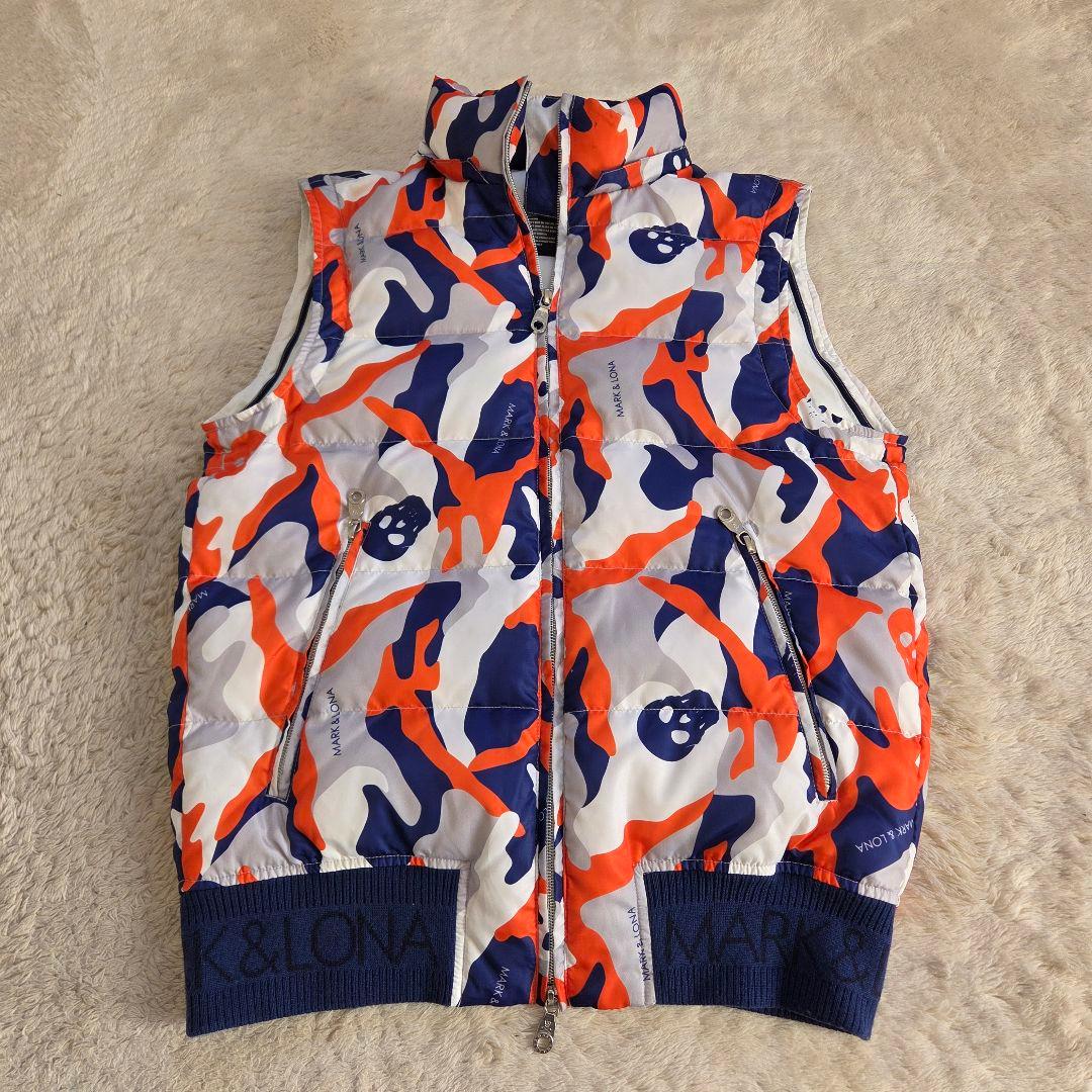 美品 3way MARK&LONA ダウンジャケット ベスト カモフラ 総柄
