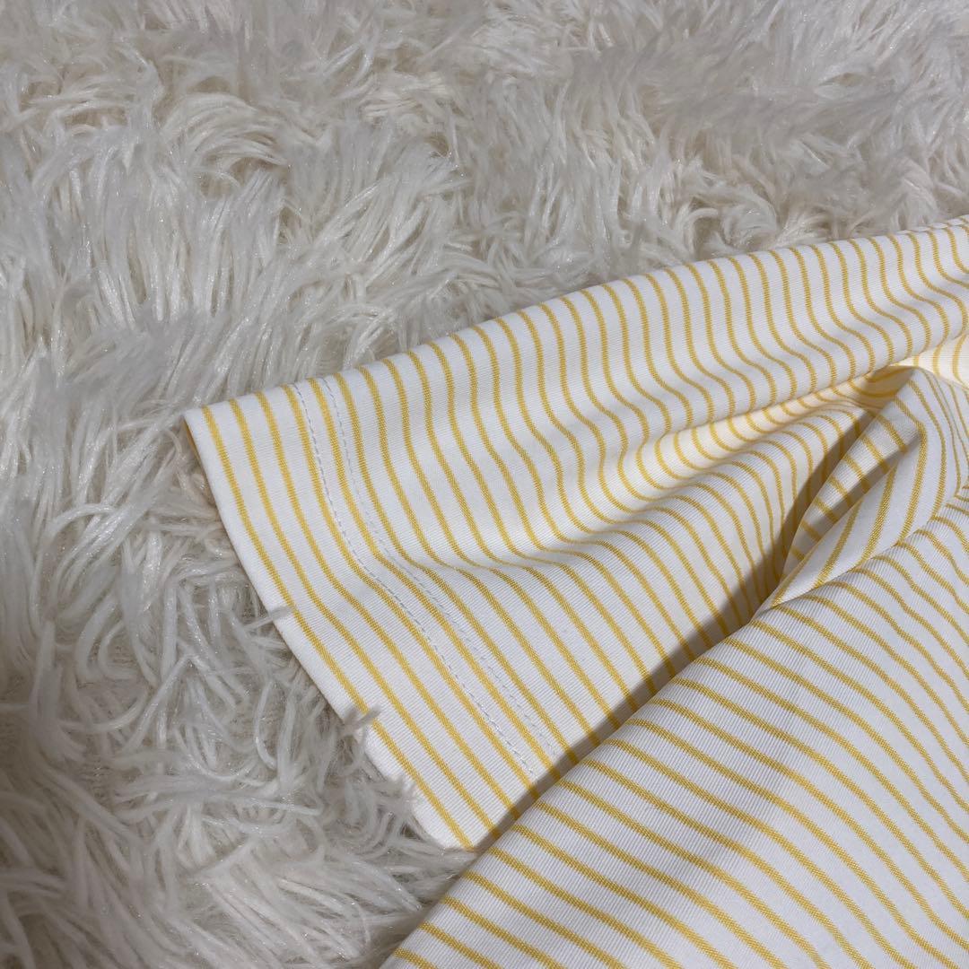 《良品》BURBERRY GOLF ポロTシャツ イエロー L ゴルフ ボーダー