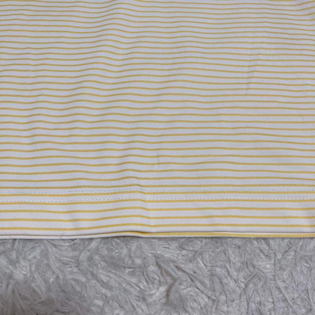 《良品》BURBERRY GOLF ポロTシャツ イエロー L ゴルフ ボーダー