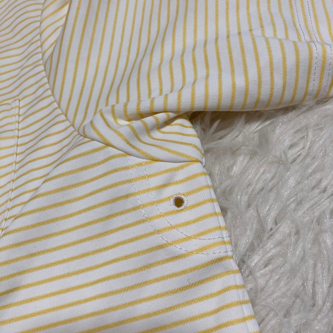 《良品》BURBERRY GOLF ポロTシャツ イエロー L ゴルフ ボーダー