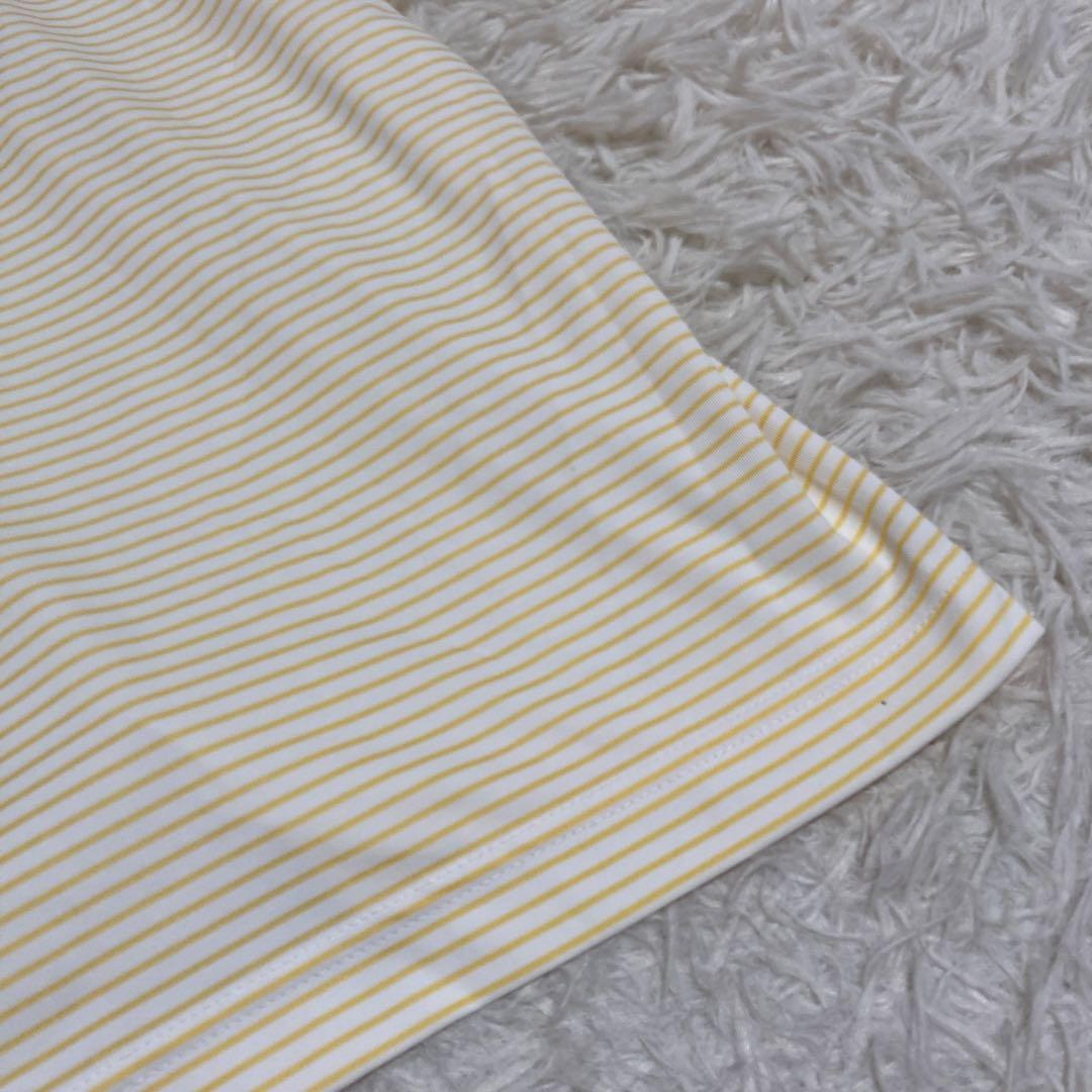 《良品》BURBERRY GOLF ポロTシャツ イエロー L ゴルフ ボーダー