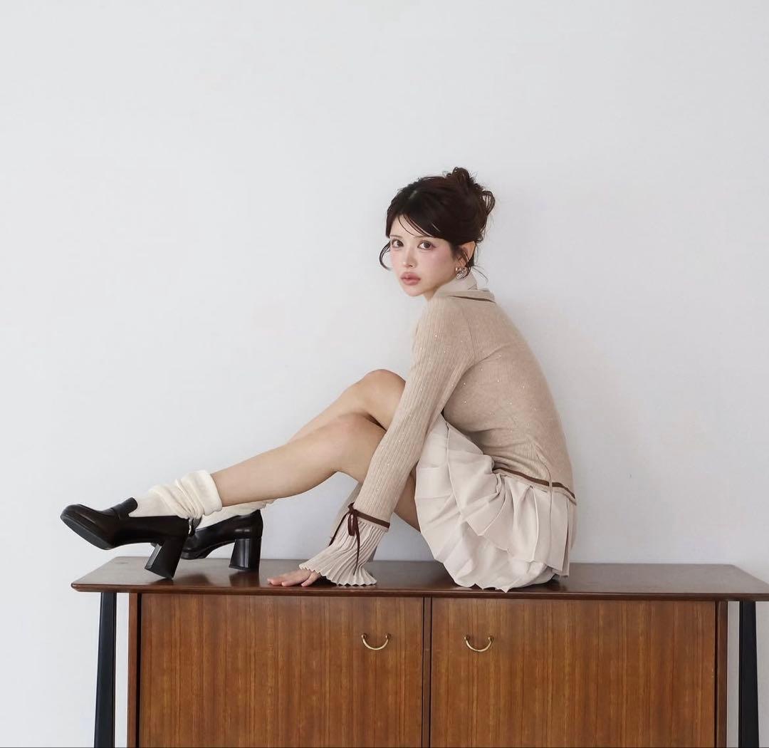 Randy ビジュープレッピーワンピース ベージュ フリーサイズ