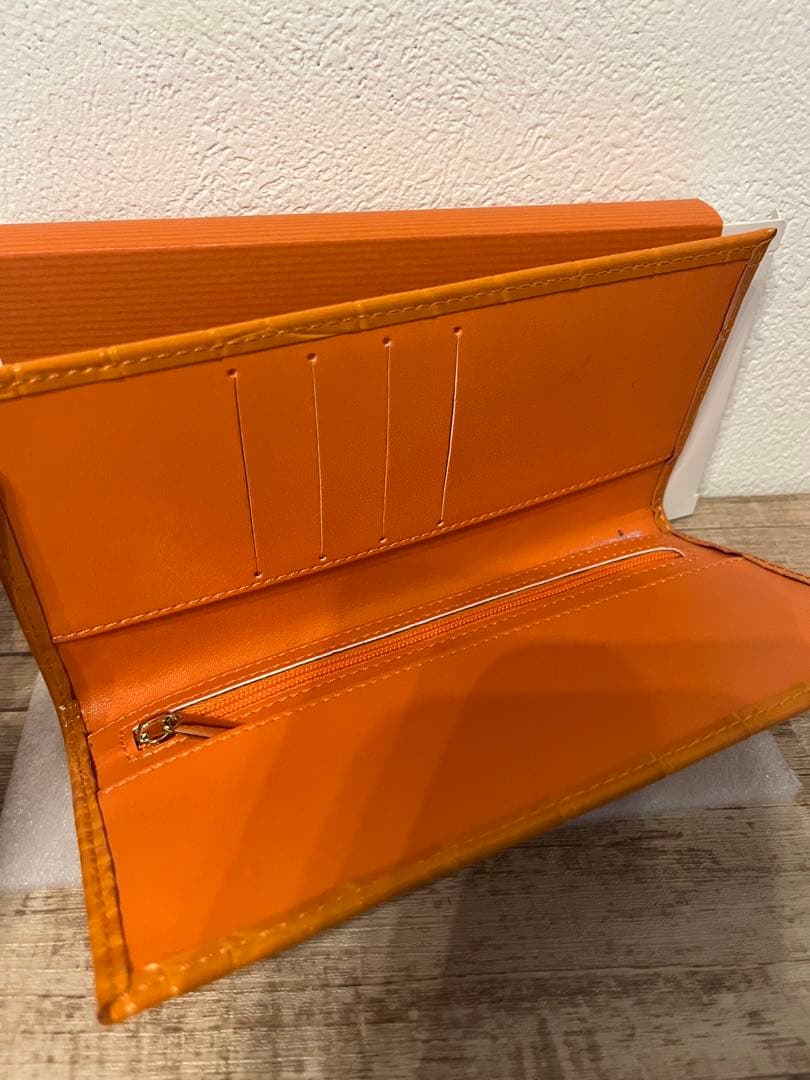 皇居 財布 クロコダイル柄 長財布 オレンジ - メルカリ