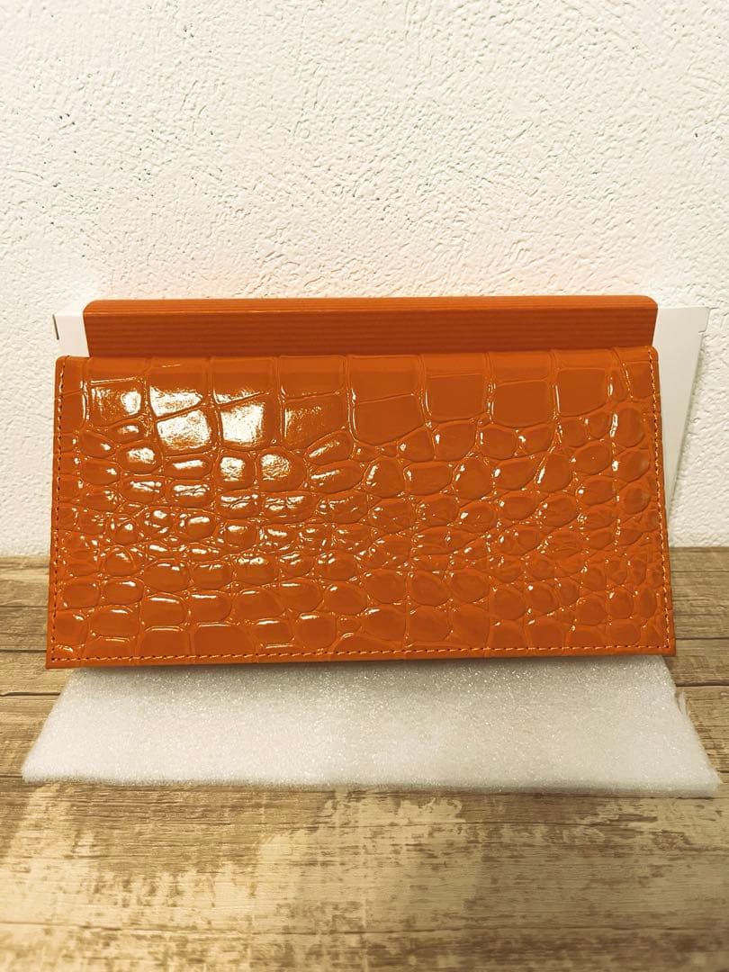 皇居 財布 クロコダイル柄 長財布 オレンジ - メルカリ