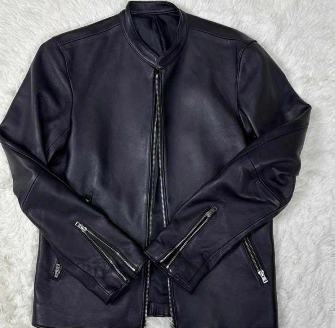 極美品✨ LIDNM シングルライダース シープスキン 羊革 ダブルジップ L